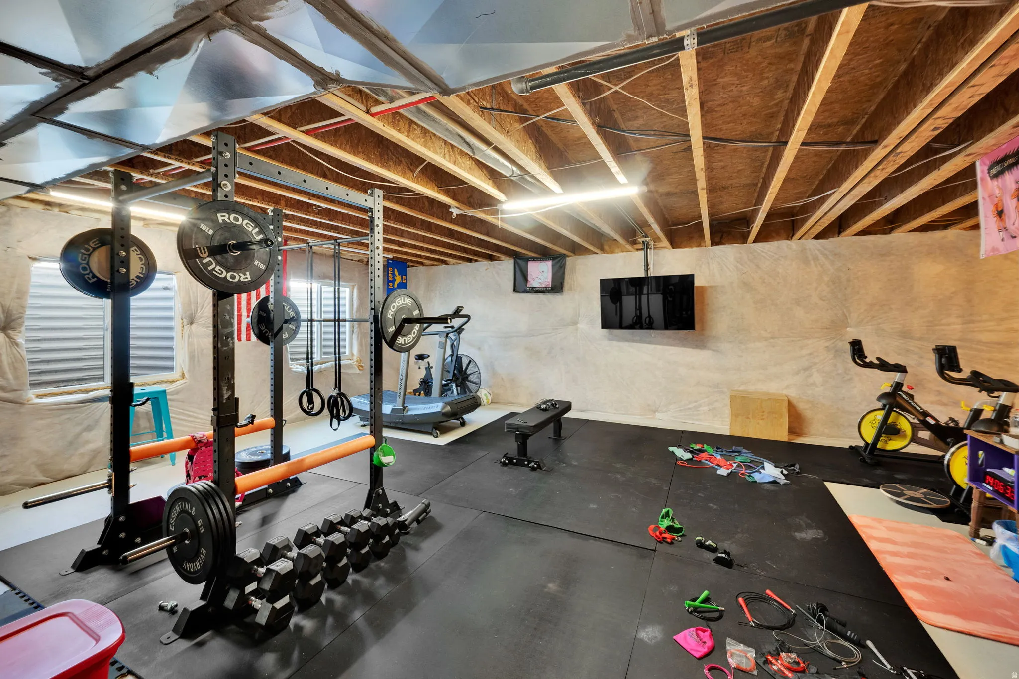 Workout room with rubber floors