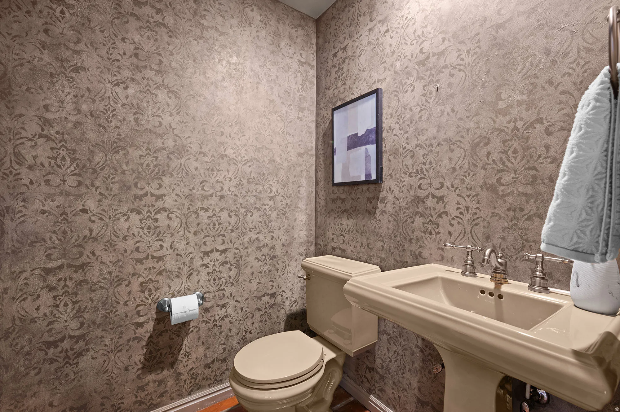 1/2 Bath off the theater room, office and family room.