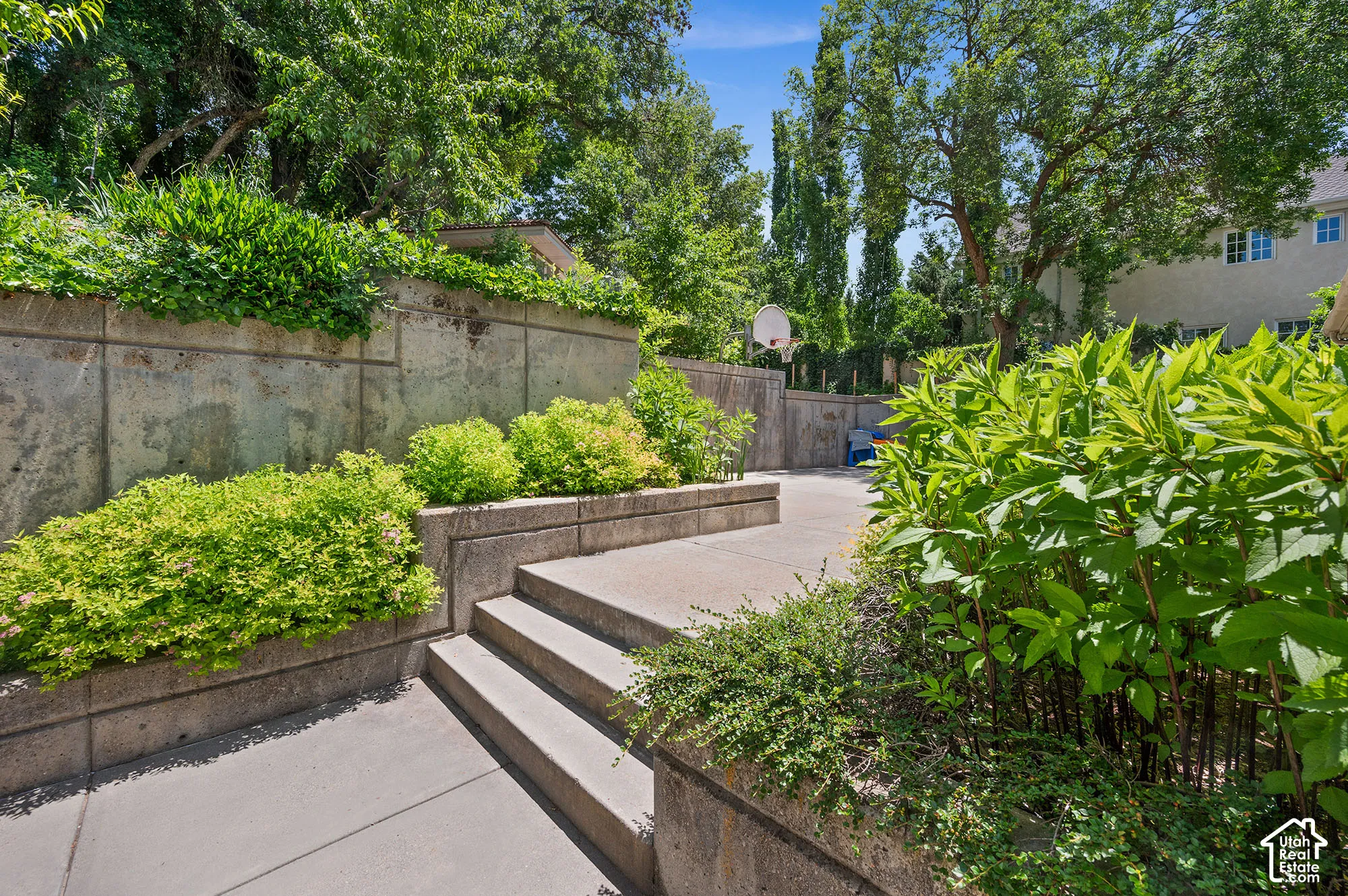 Stairs up to the sports area and gardens.