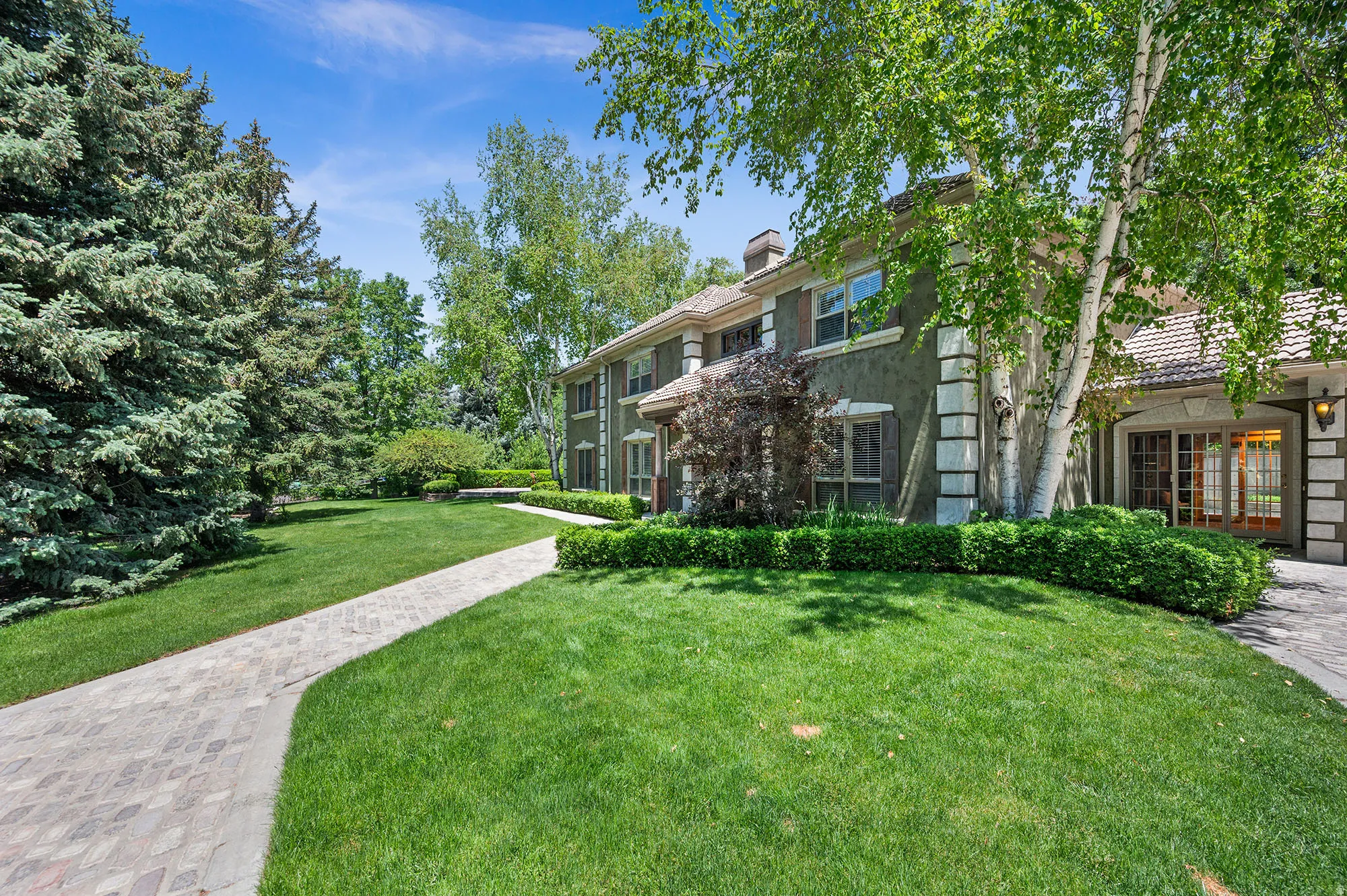 Front walk to the front door.