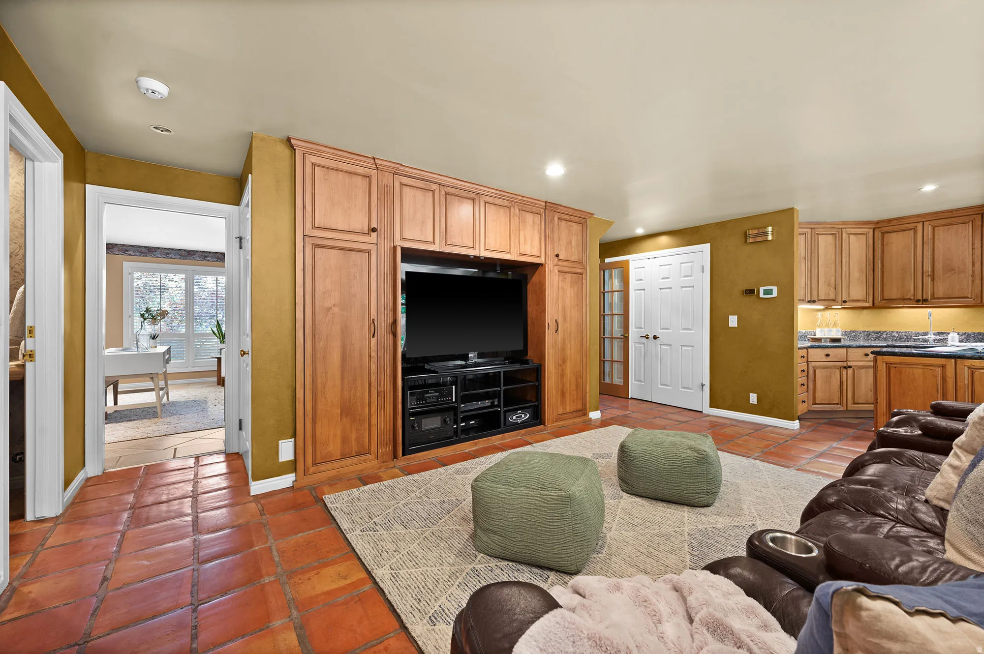 Theater chairs with TV included.  We bar too.