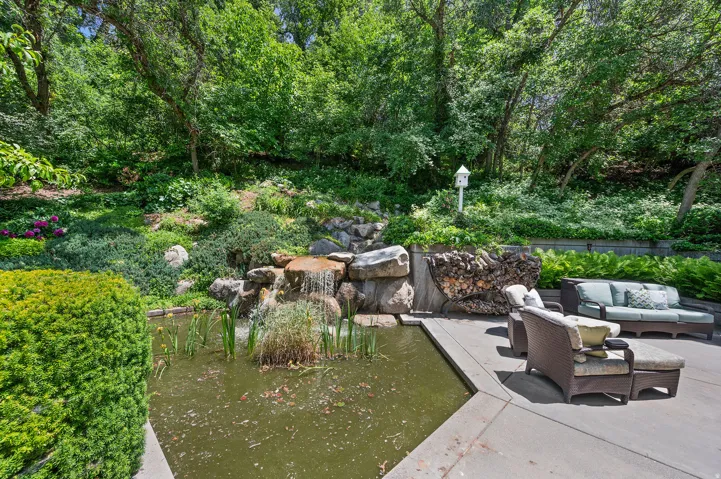 Gold fish pond & waterfall, and patio