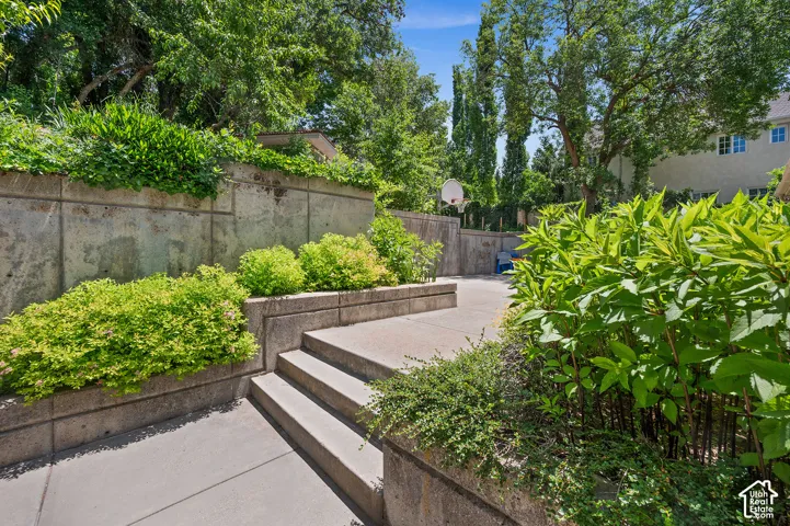 Stairs up to the sports area and gardens.