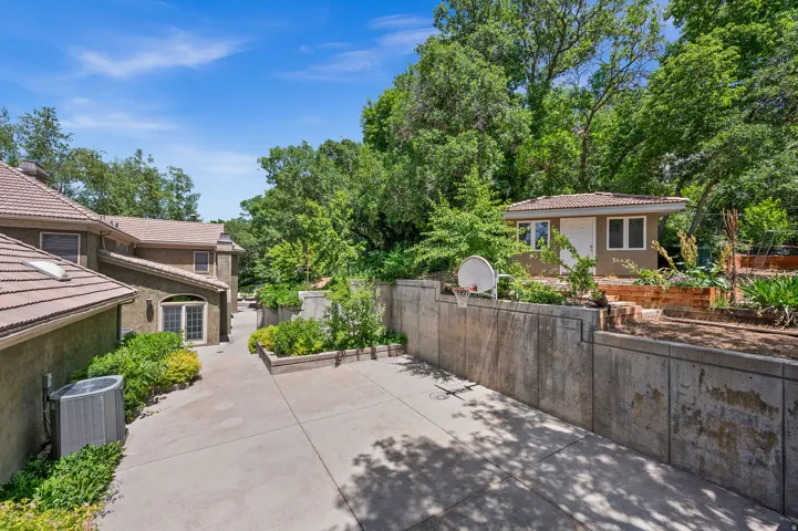 View from south end of property, upper gardens to the right.