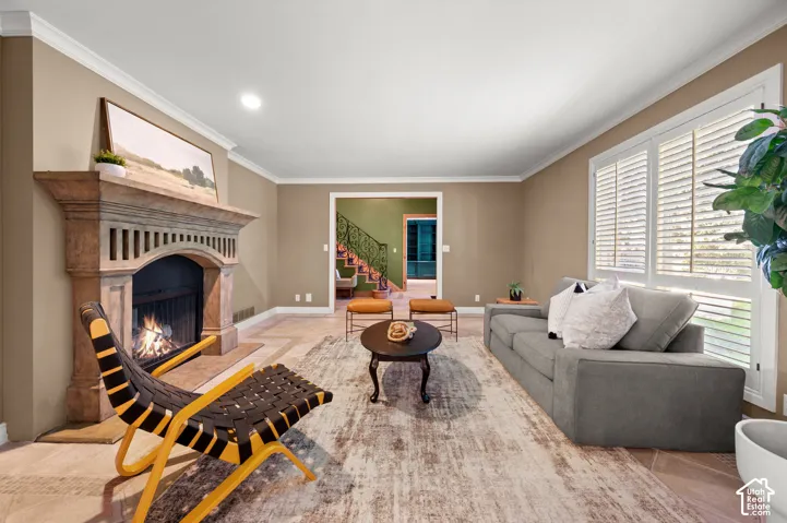 Front living room and fireplace