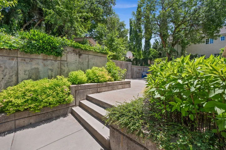 Stairs up to the sports area and gardens.