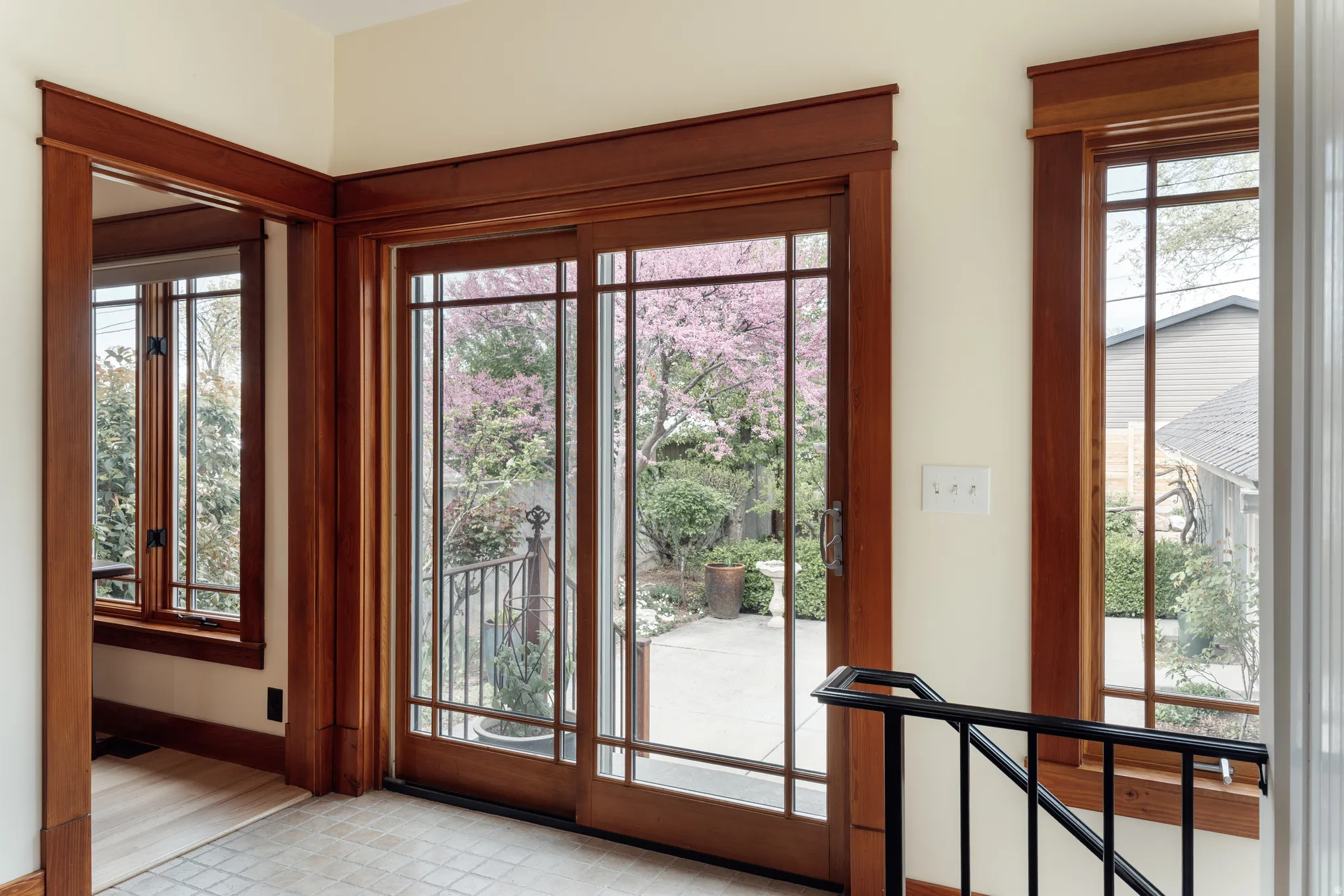 Doorway to outside featuring baseboards