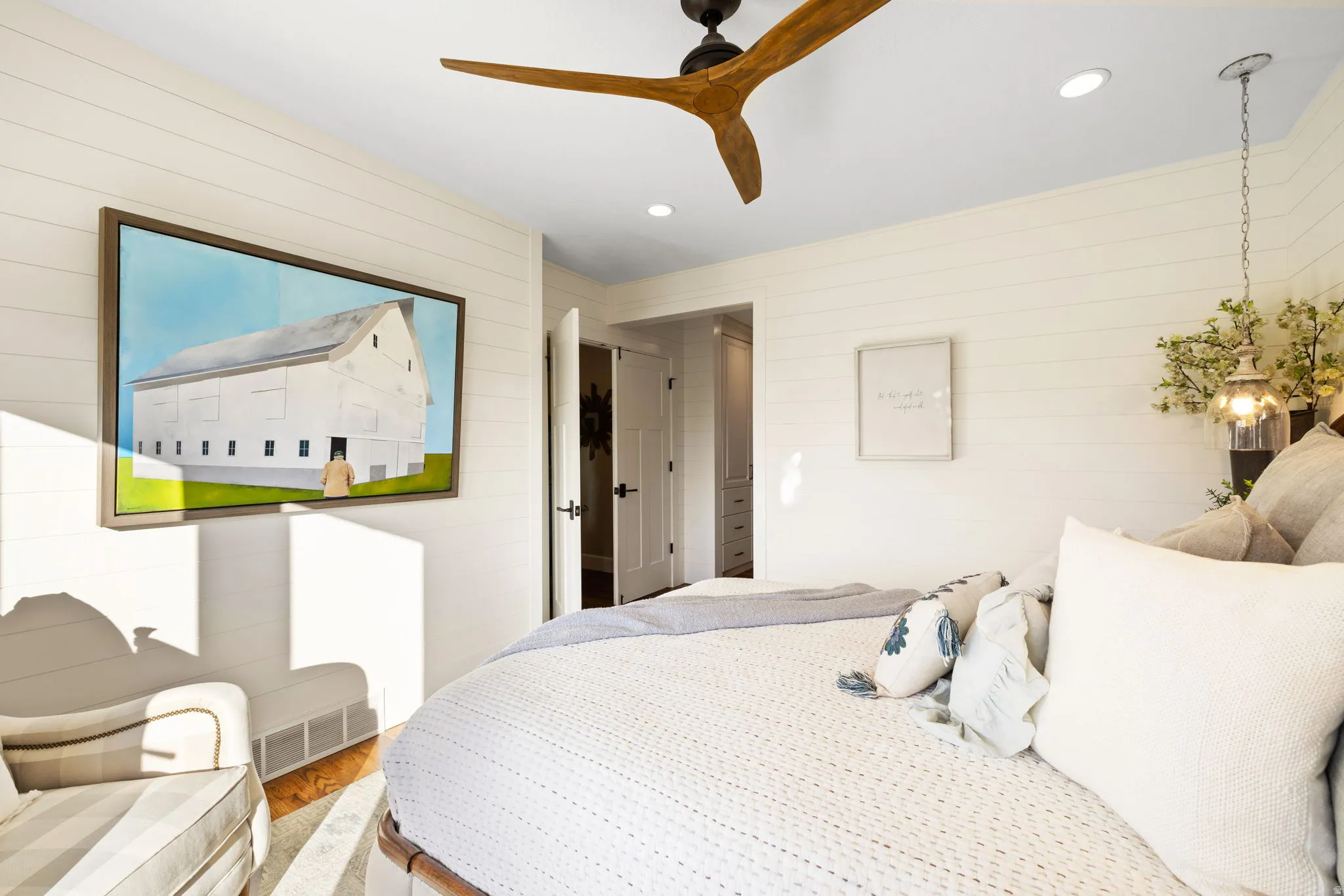 Primary Bedroom with french doors & deck overlooking Salt Lake valley
