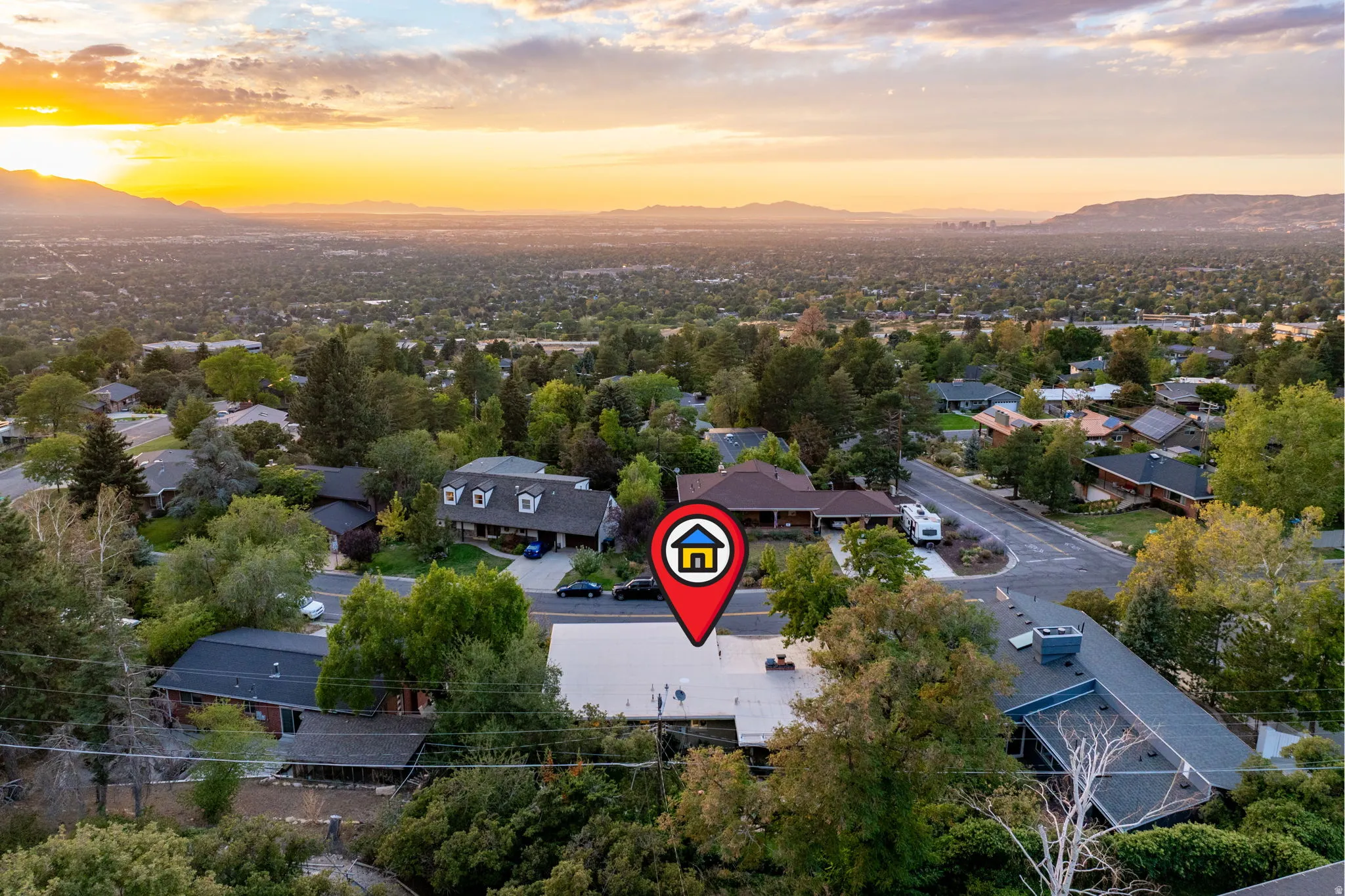 Aerial perspective with view of Salt Lake valley