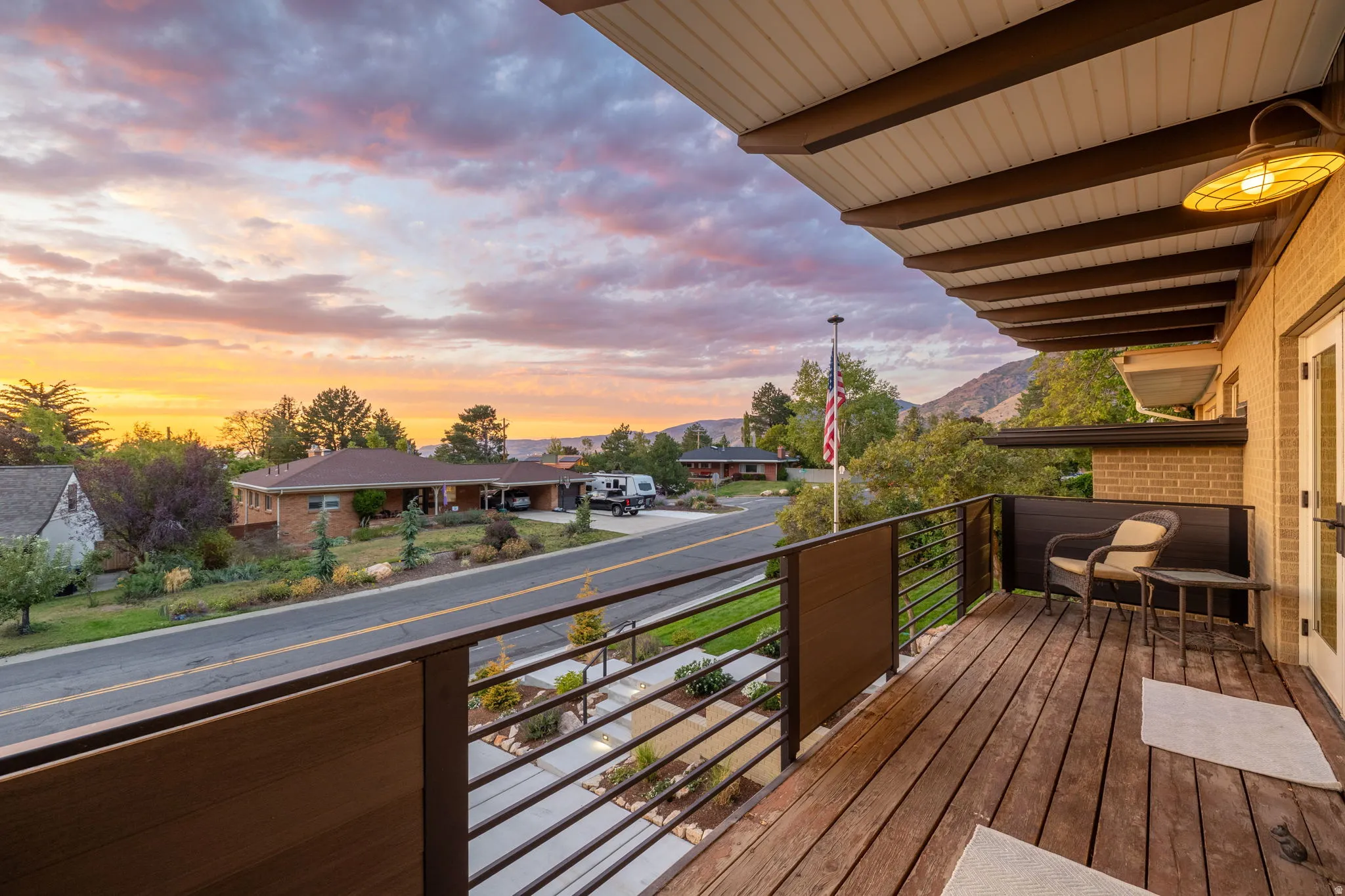 Front of home balcony overlooking Salt Lake valley