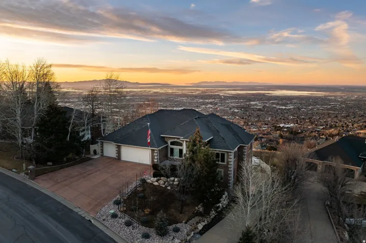 Aerial view at dusk