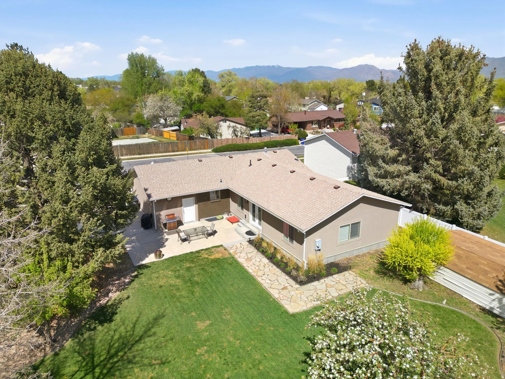 Bird's eye view of a mountain backdrop