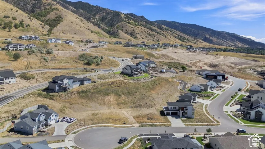Residential development featuring multiple new construction homes, paved roads, and extensive land for future expansion