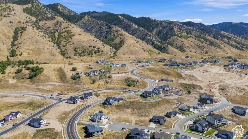 New construction community nestled into a mountainous landscape