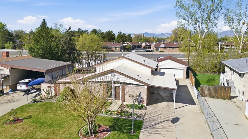 Aerial perspective of suburban area
