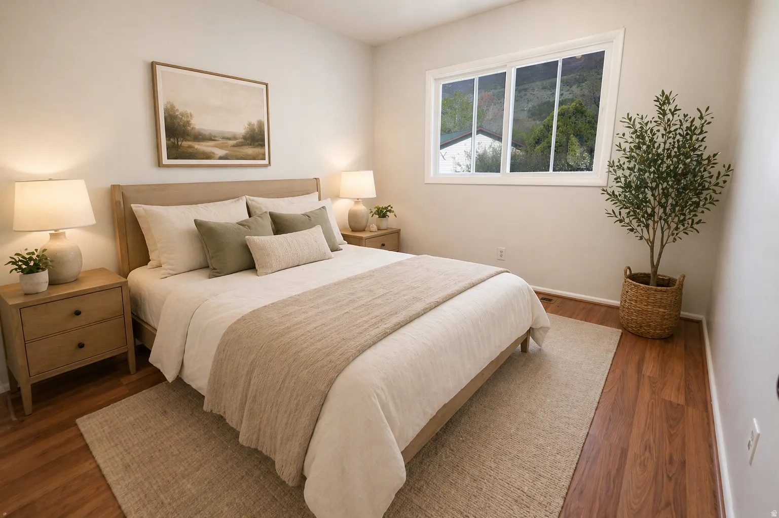 Virtual Staged - Bedroom featuring wood finished floors and baseboards