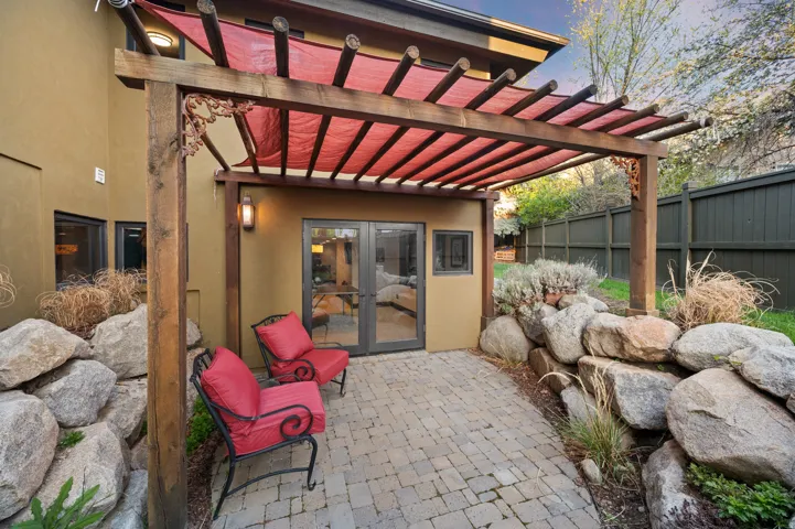 View of patio / terrace with a pergola and french doors