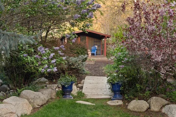 View of shed in yard