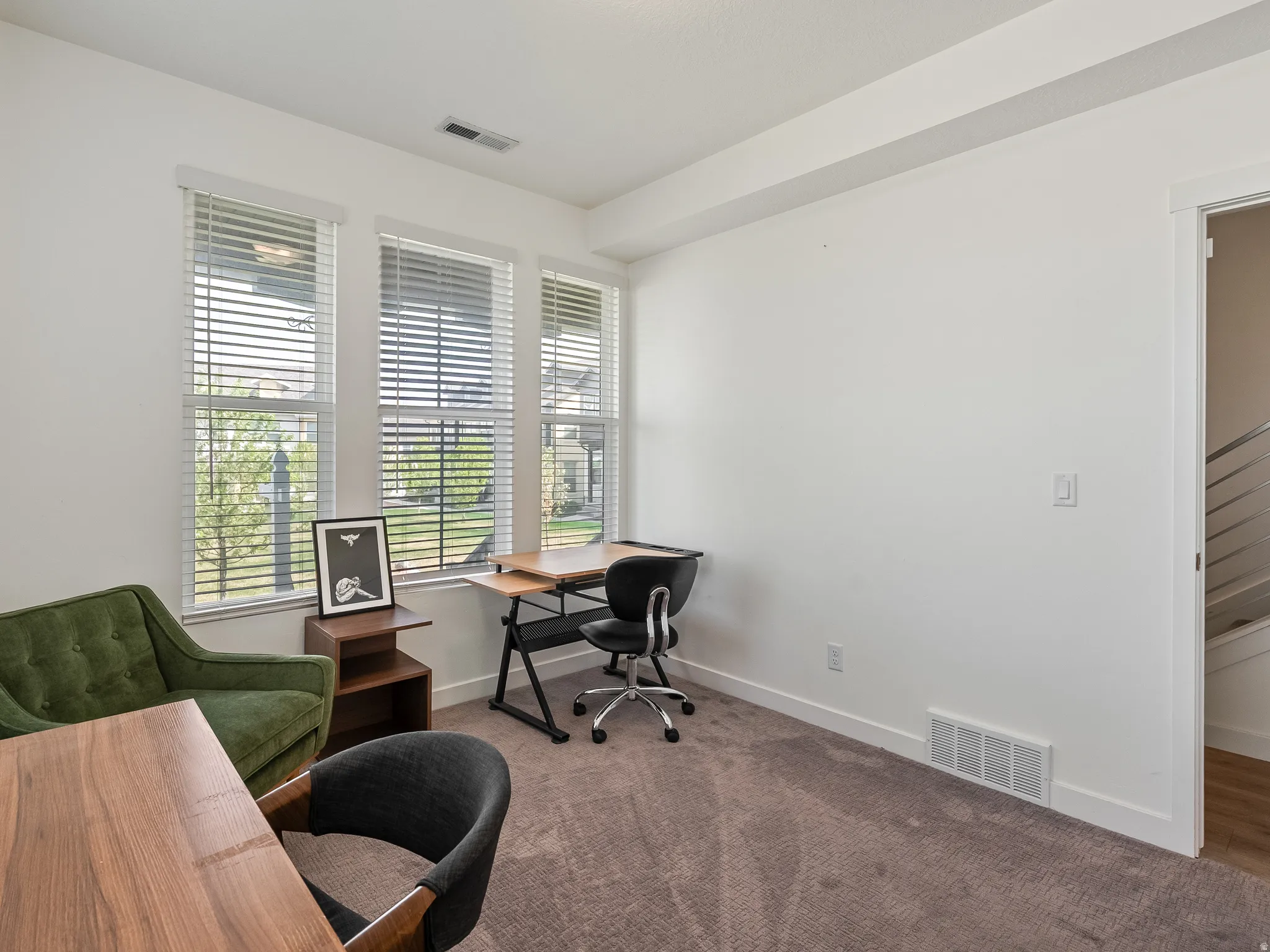 Office space with carpet
