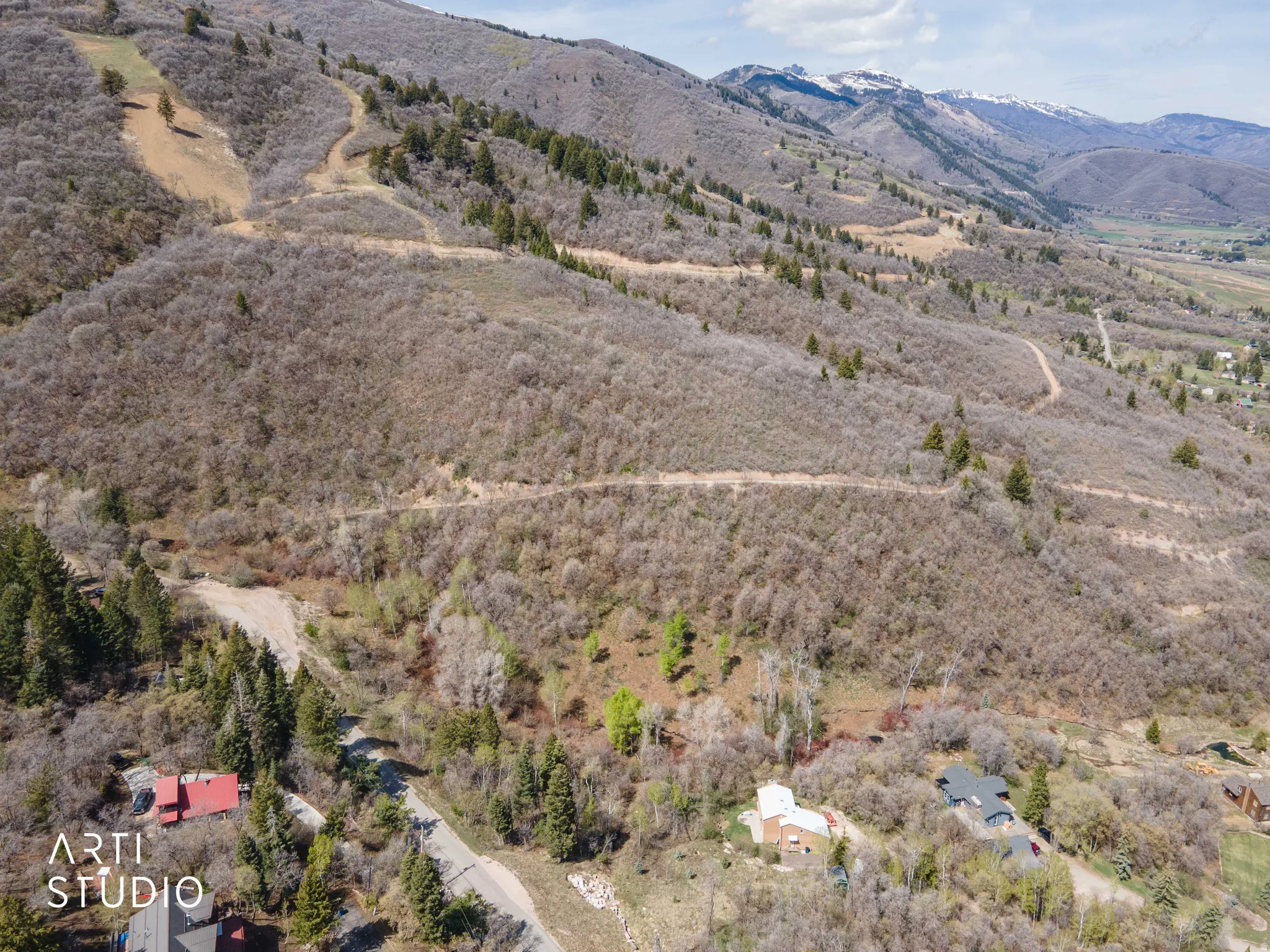 Mountain view with rural landscape