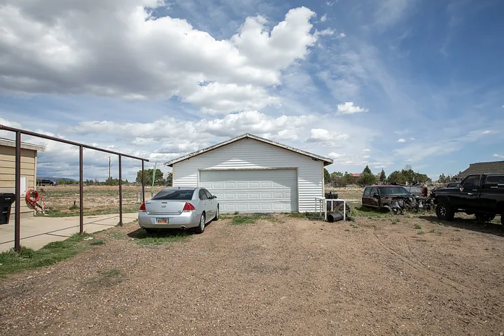 View of detached garage