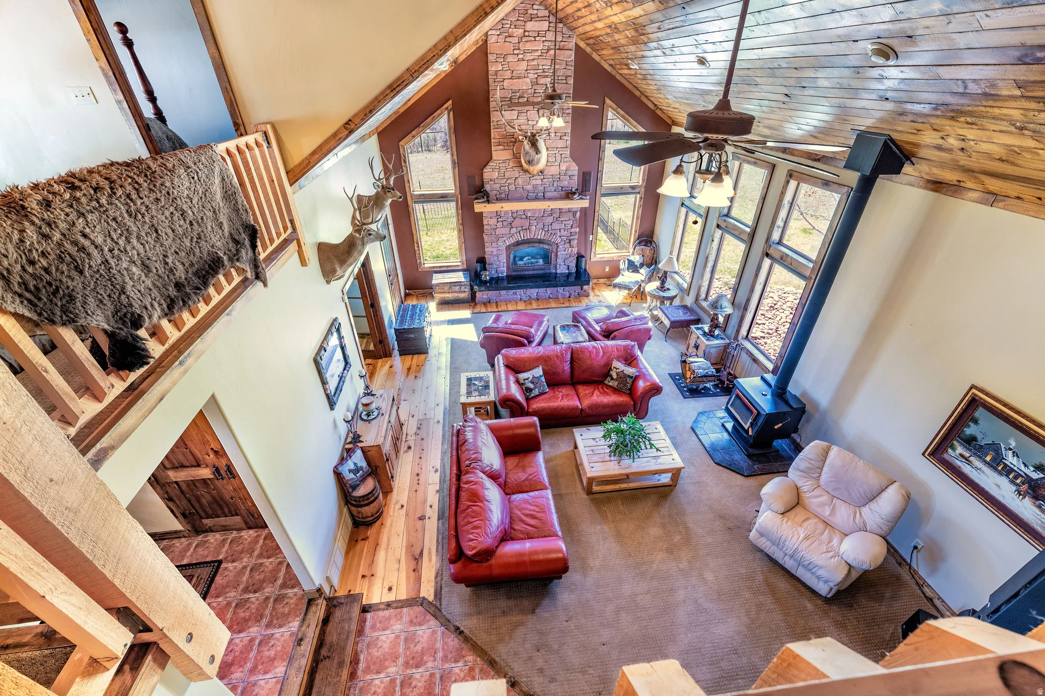 View of living area from loft