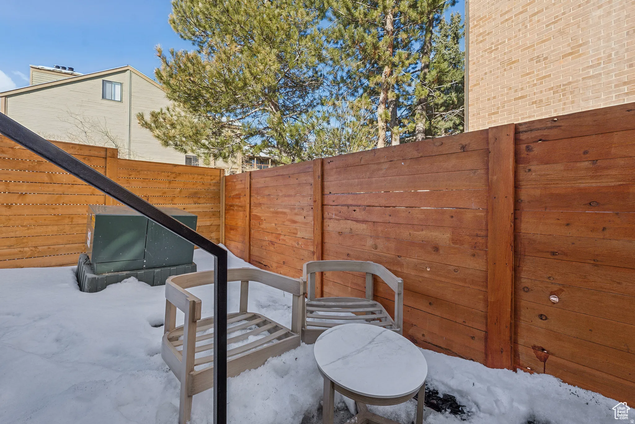 View of snow covered patio