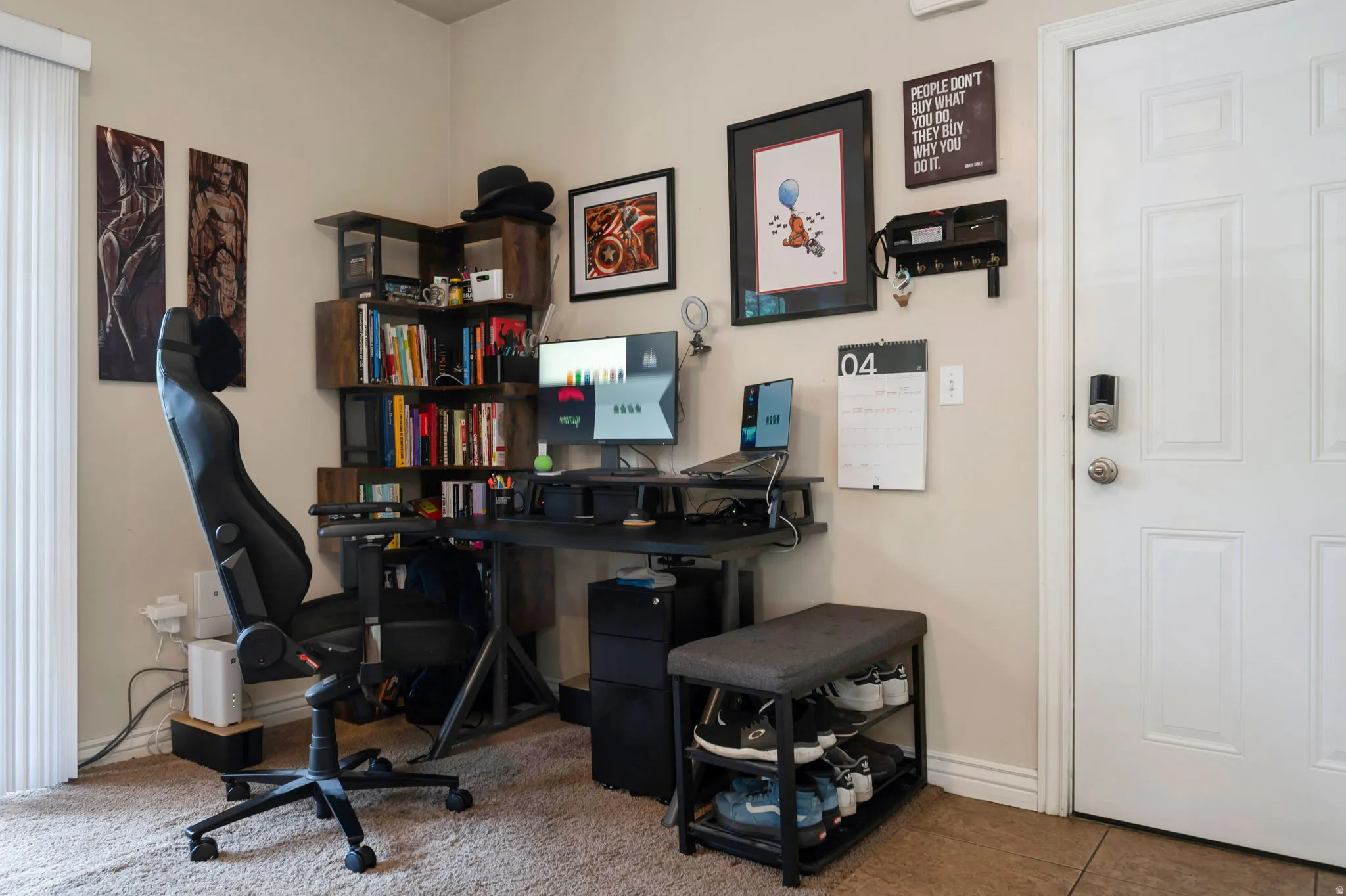 Office space featuring baseboards and tile patterned flooring