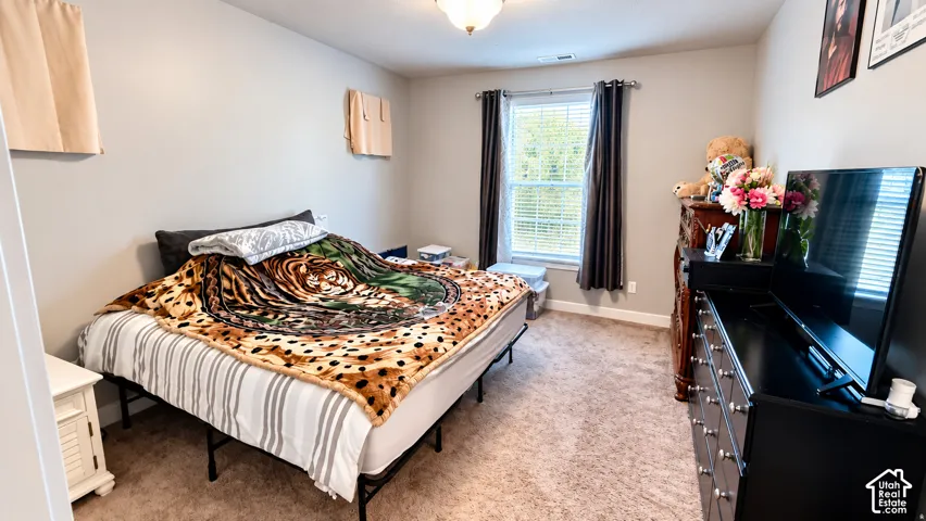Neutral wall paint with carpeted flooring