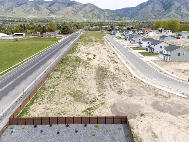 View of mountain background with nearby suburban area