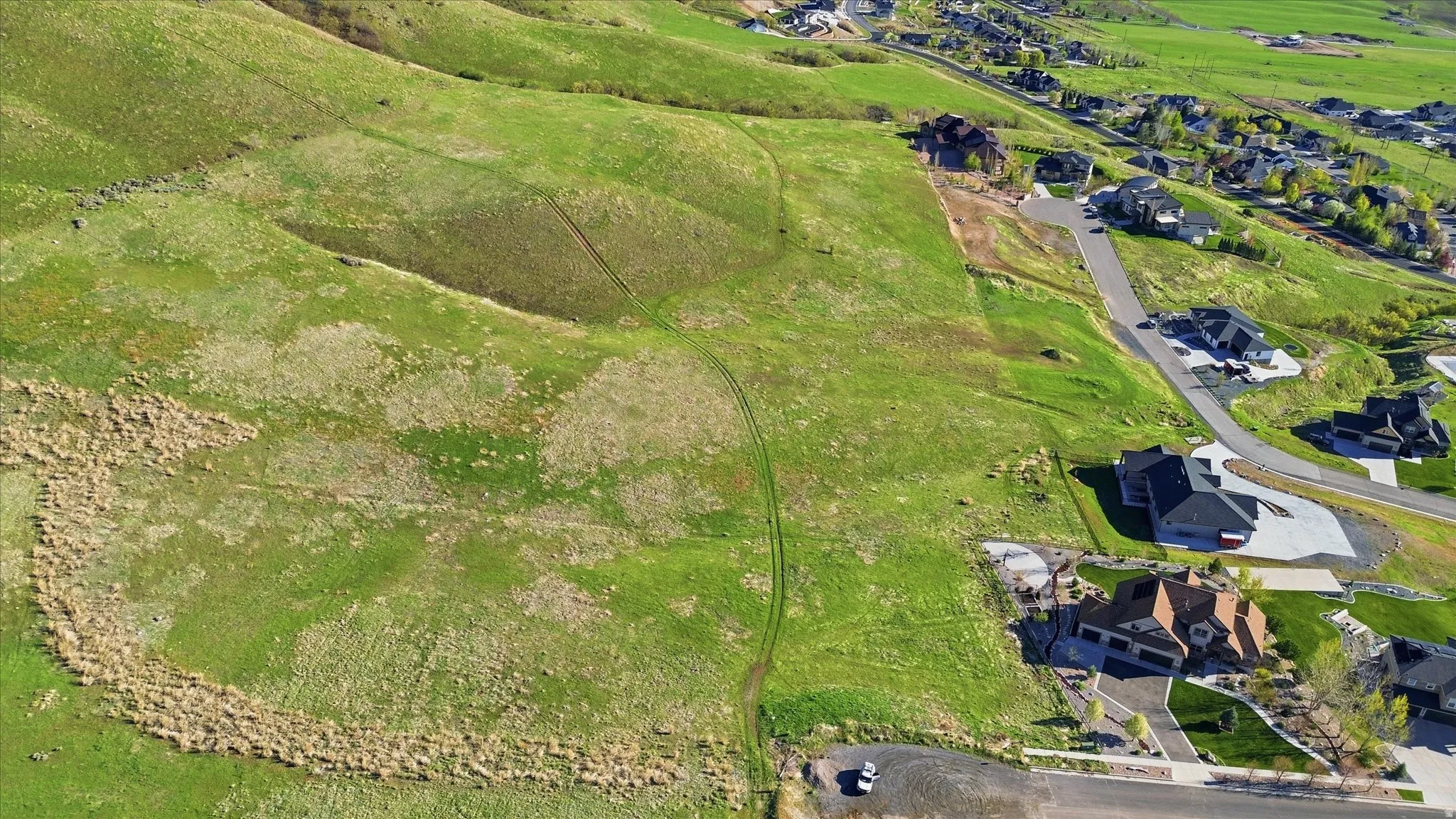 Aerial perspective of the property. South facing.