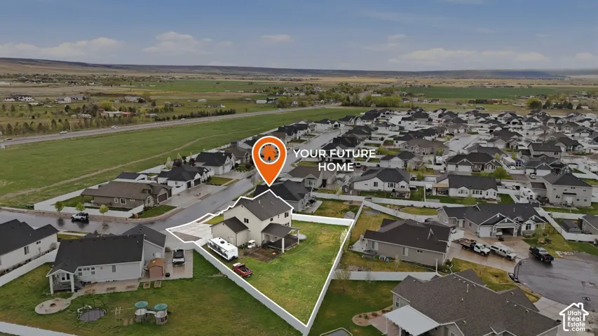 Aerial perspective of suburban area