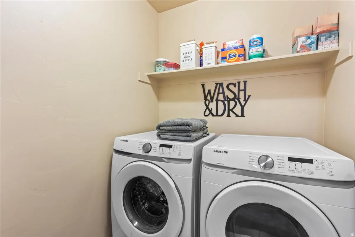 Laundry area featuring washing machine and dryer