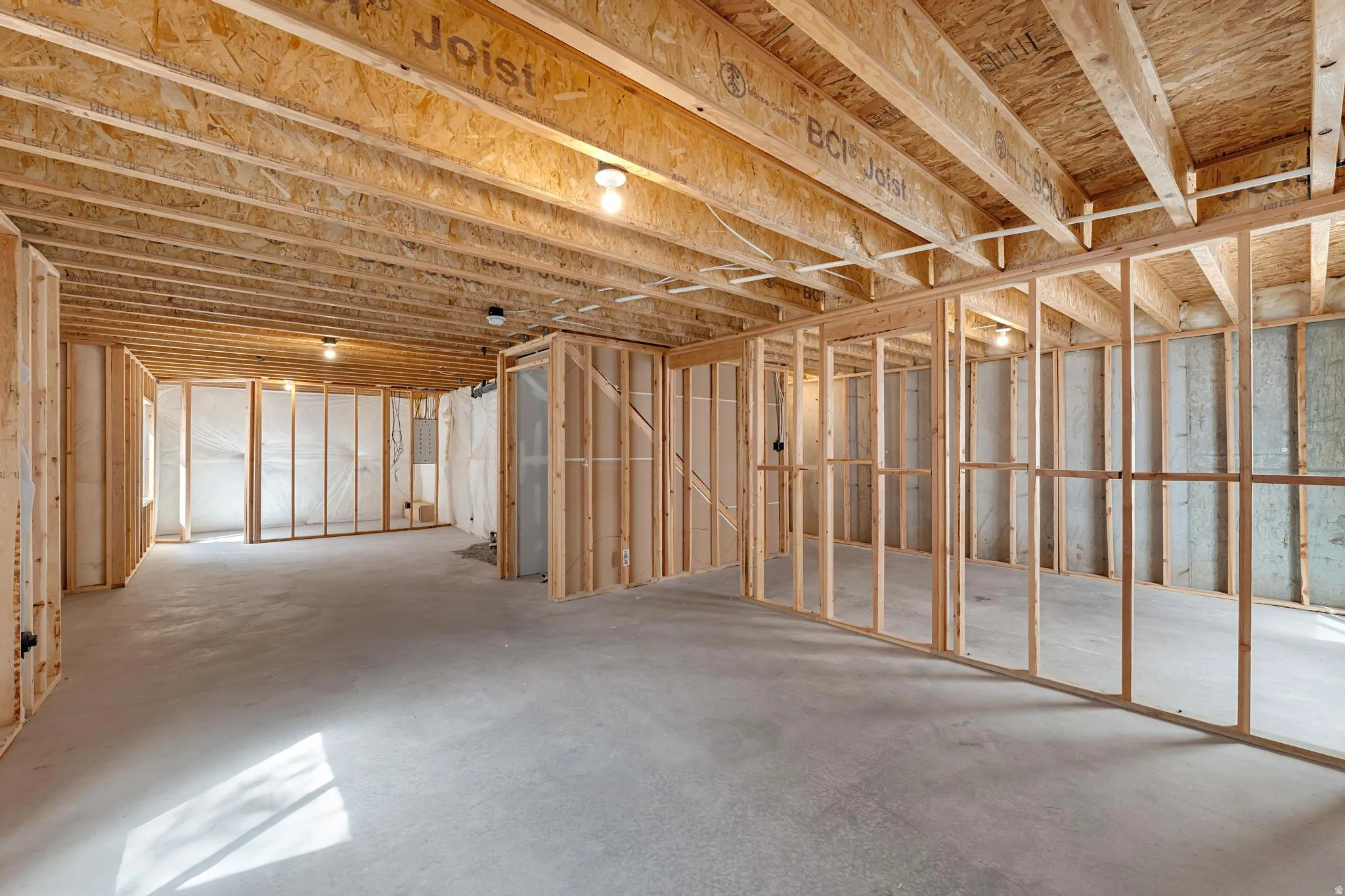 View of unfinished basement area