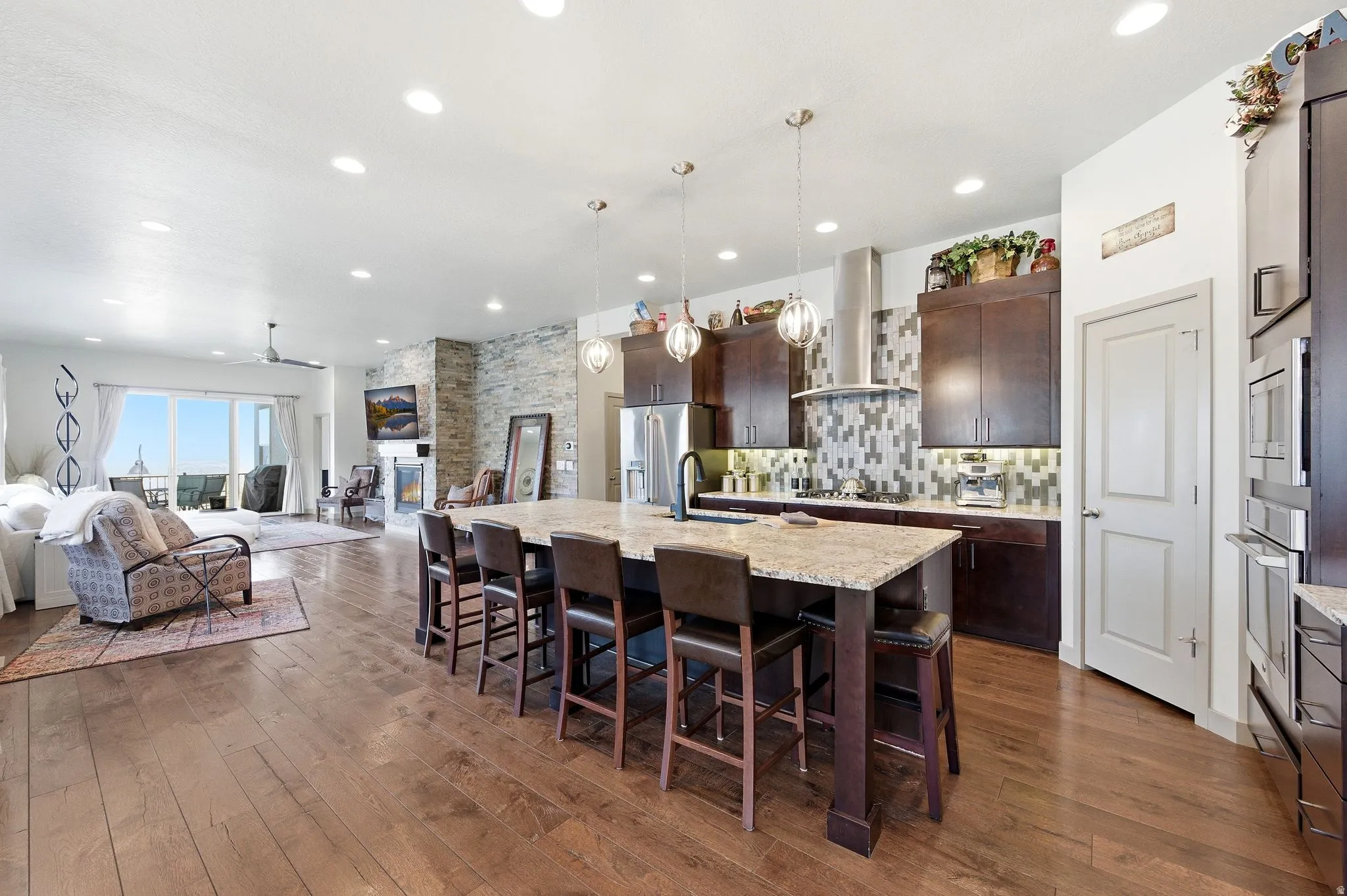 Great room with hardwood floors and lots of light!