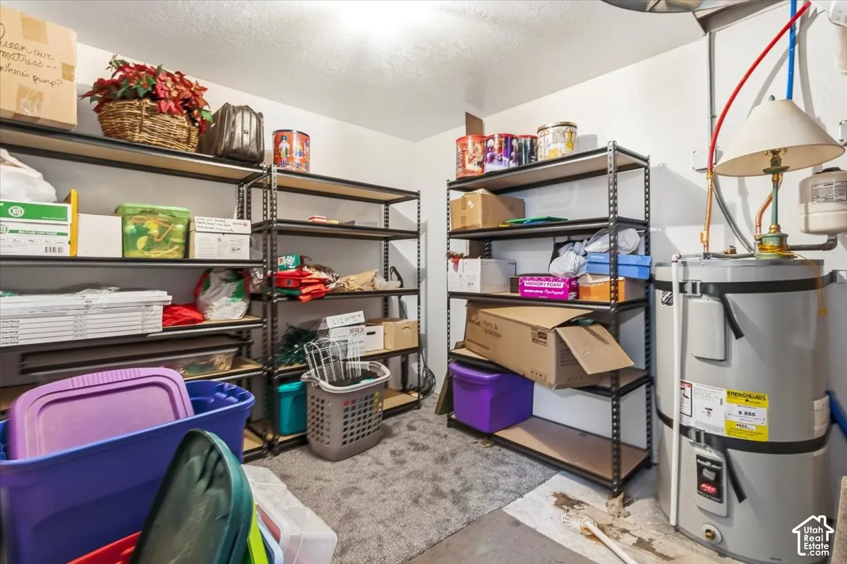 Storage area with secured water heater