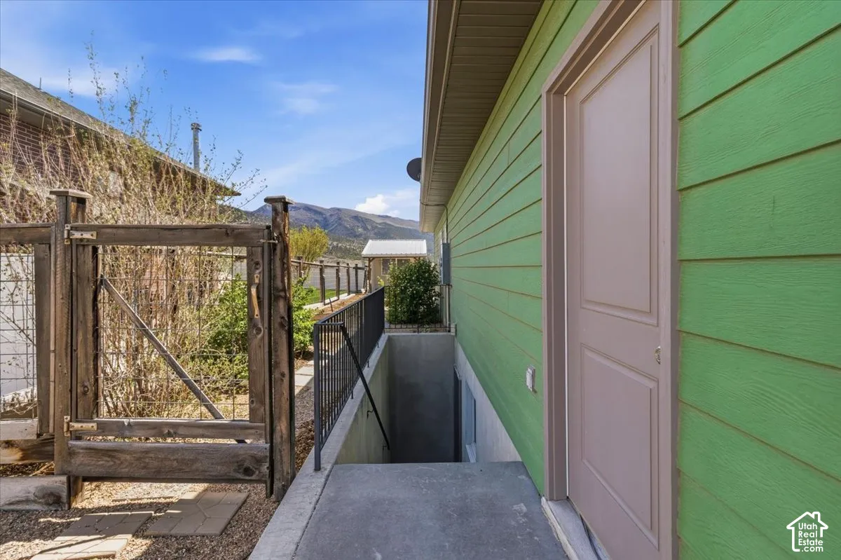 View of home's exterior featuring a mountain view