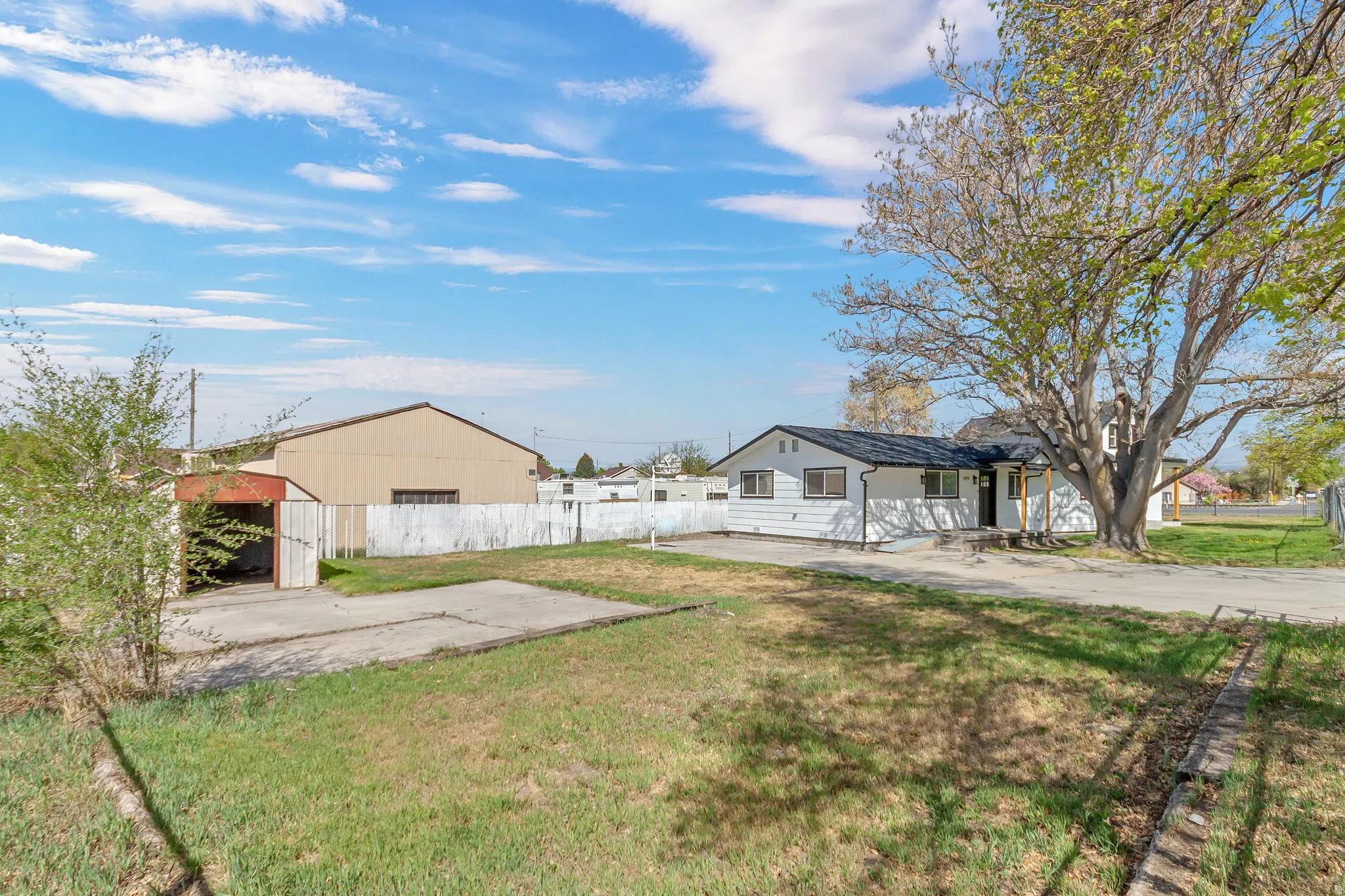View of yard with the shed.
