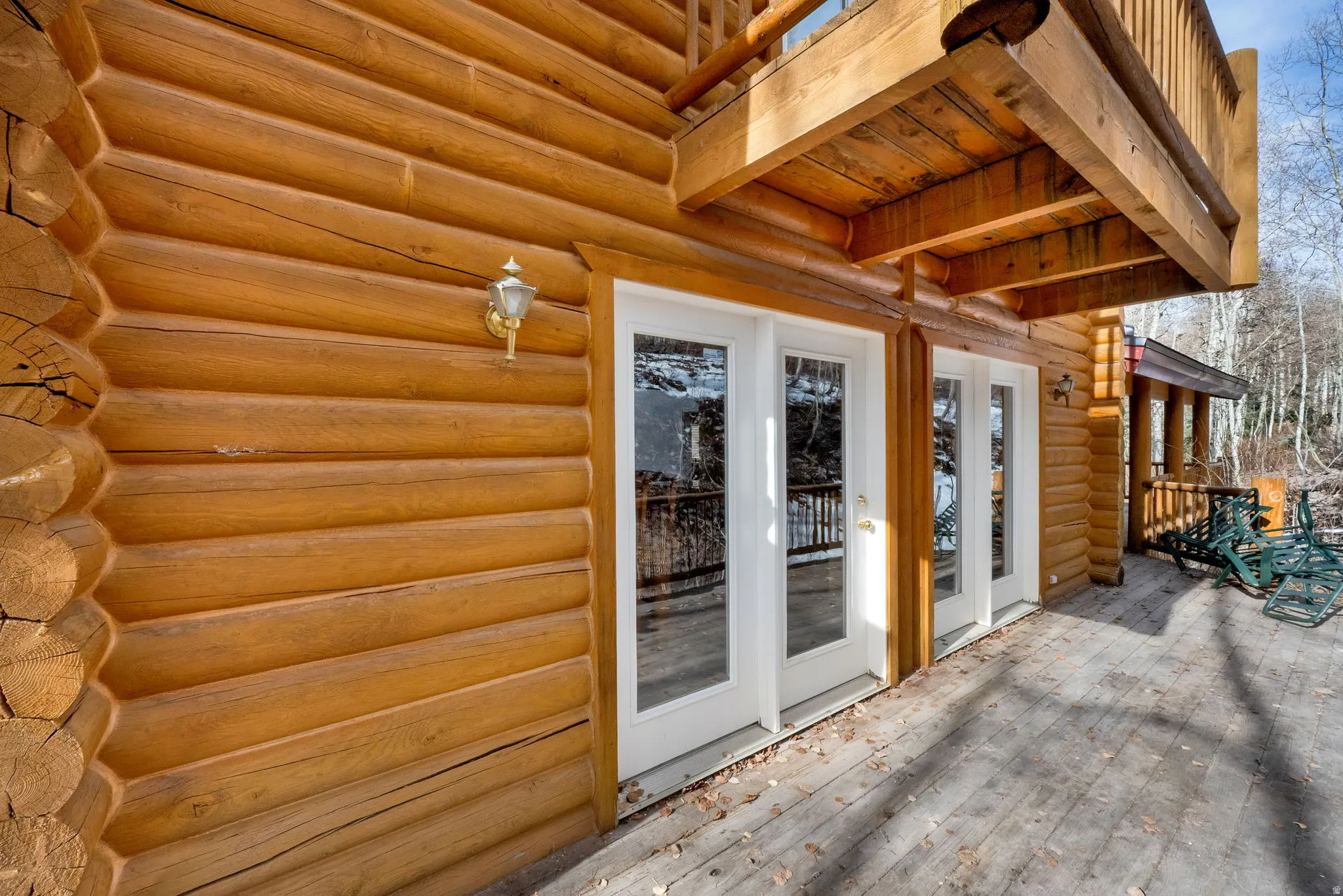 Wooden deck with french doors