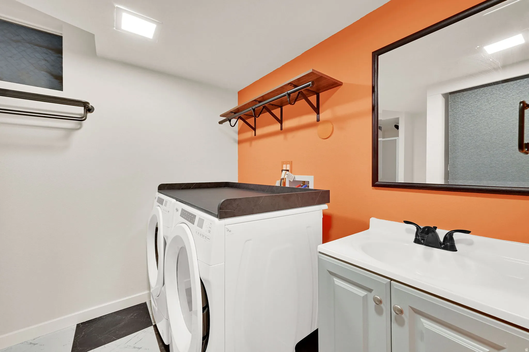 Cheery lower level and bath combo