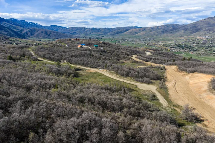 Drone / aerial view of a mountain backdrop