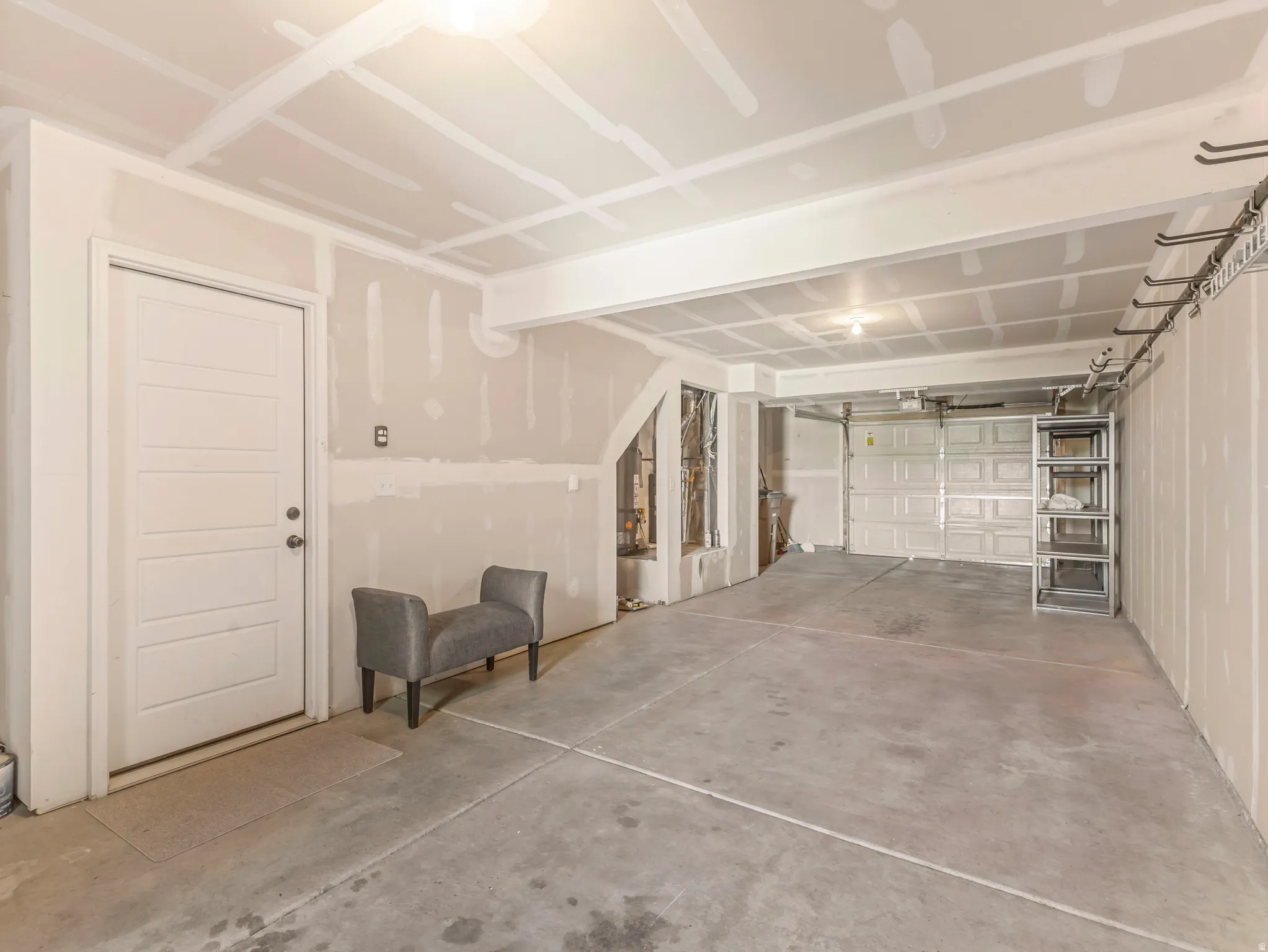 View of 2 car deep garage