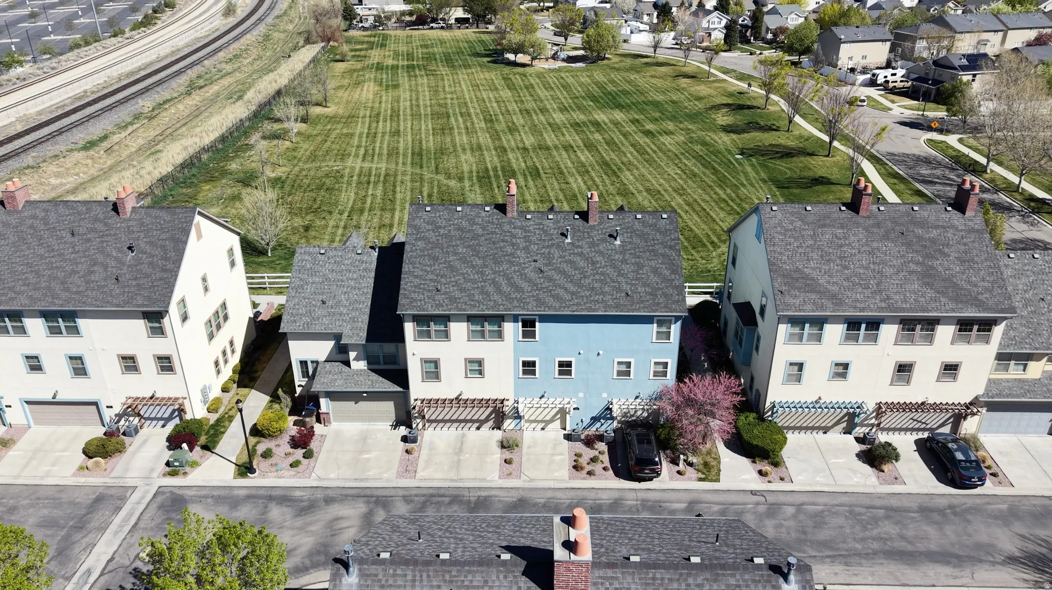 Aerial view of residential area
