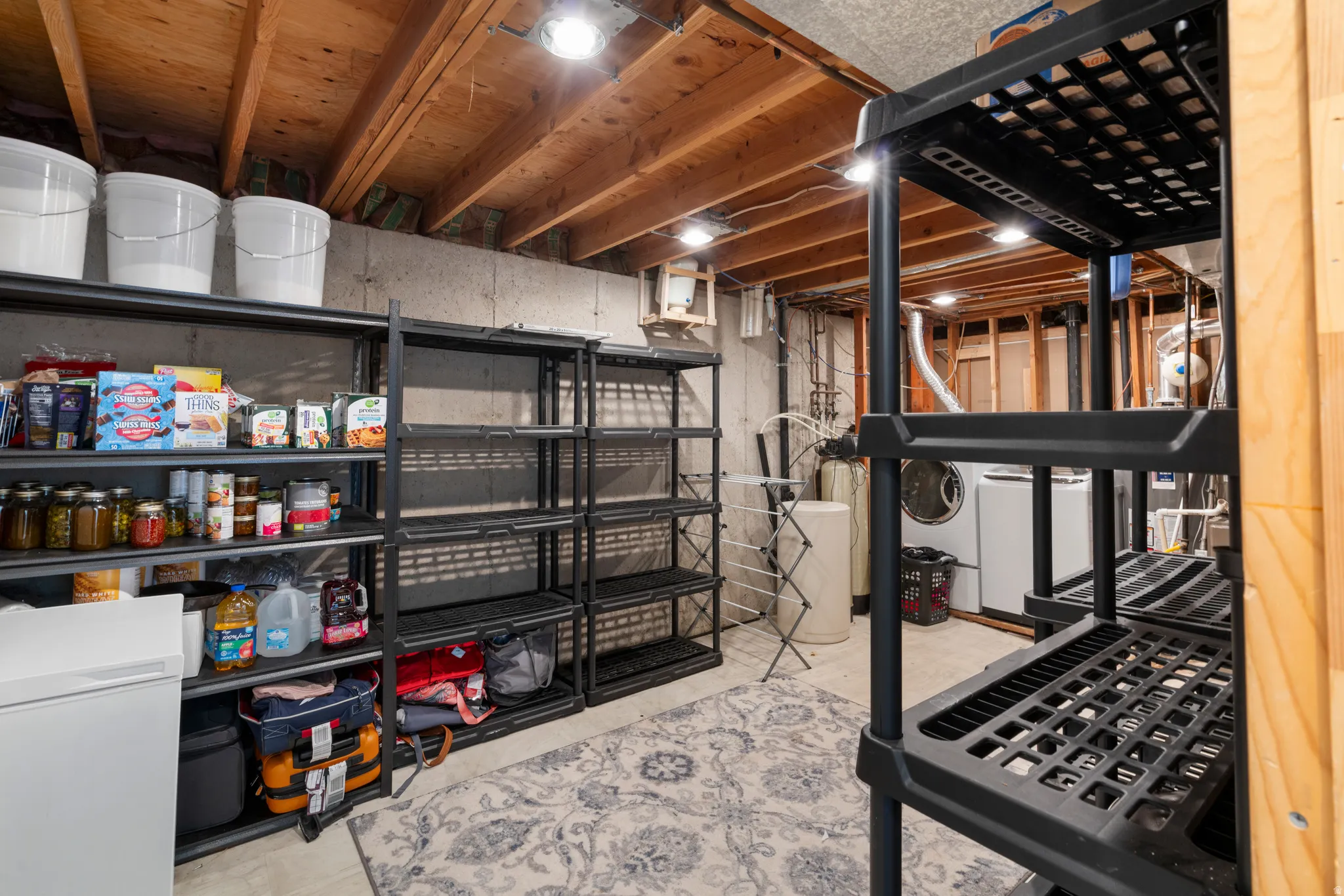 Workout area featuring concrete floors