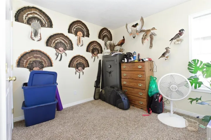 Carpeted bedroom with baseboards