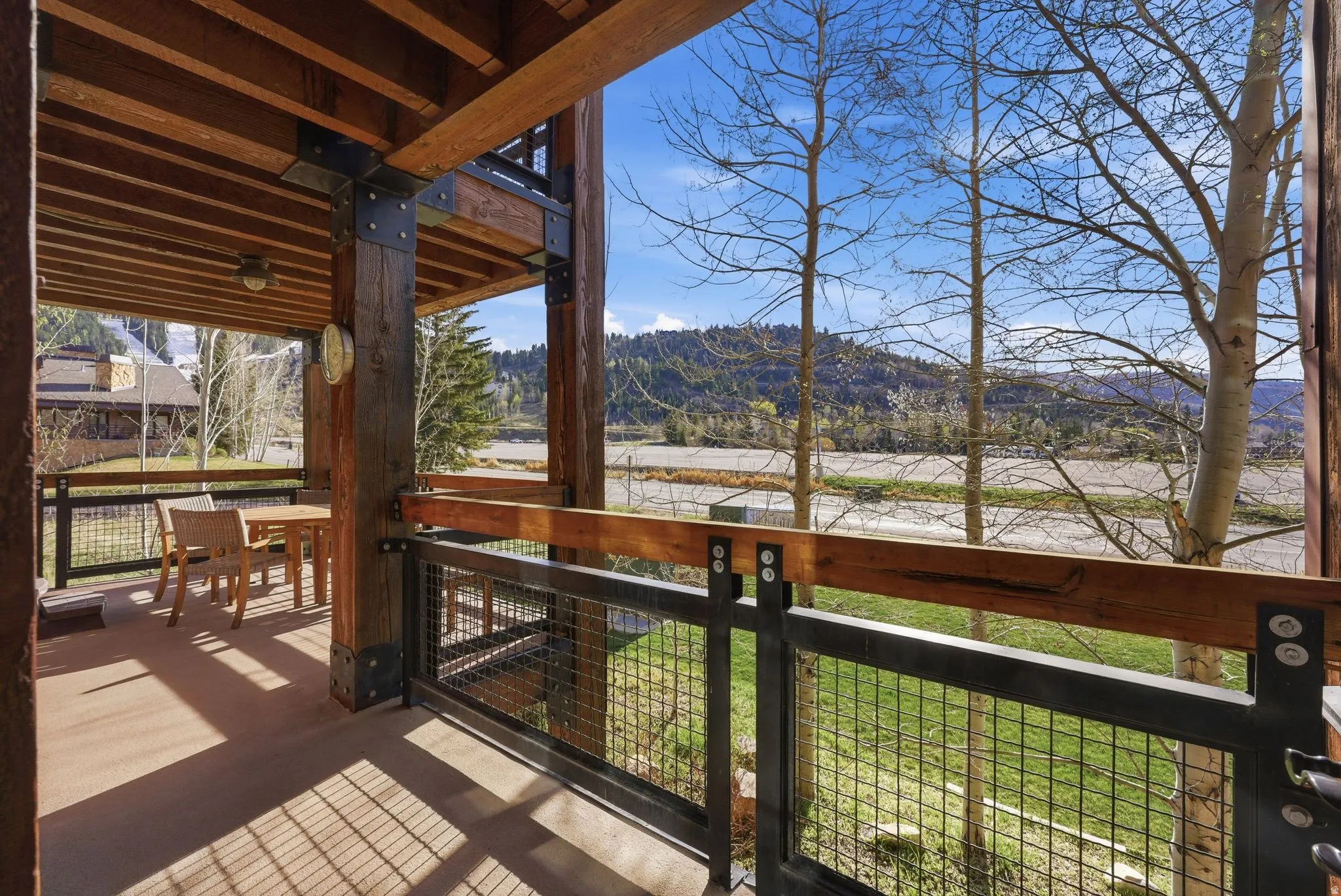Deck with a mountain view