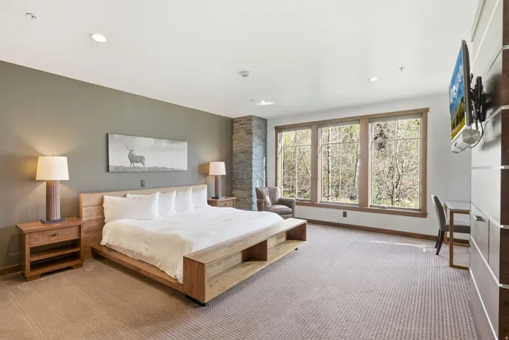Bedroom with carpet and recessed lighting