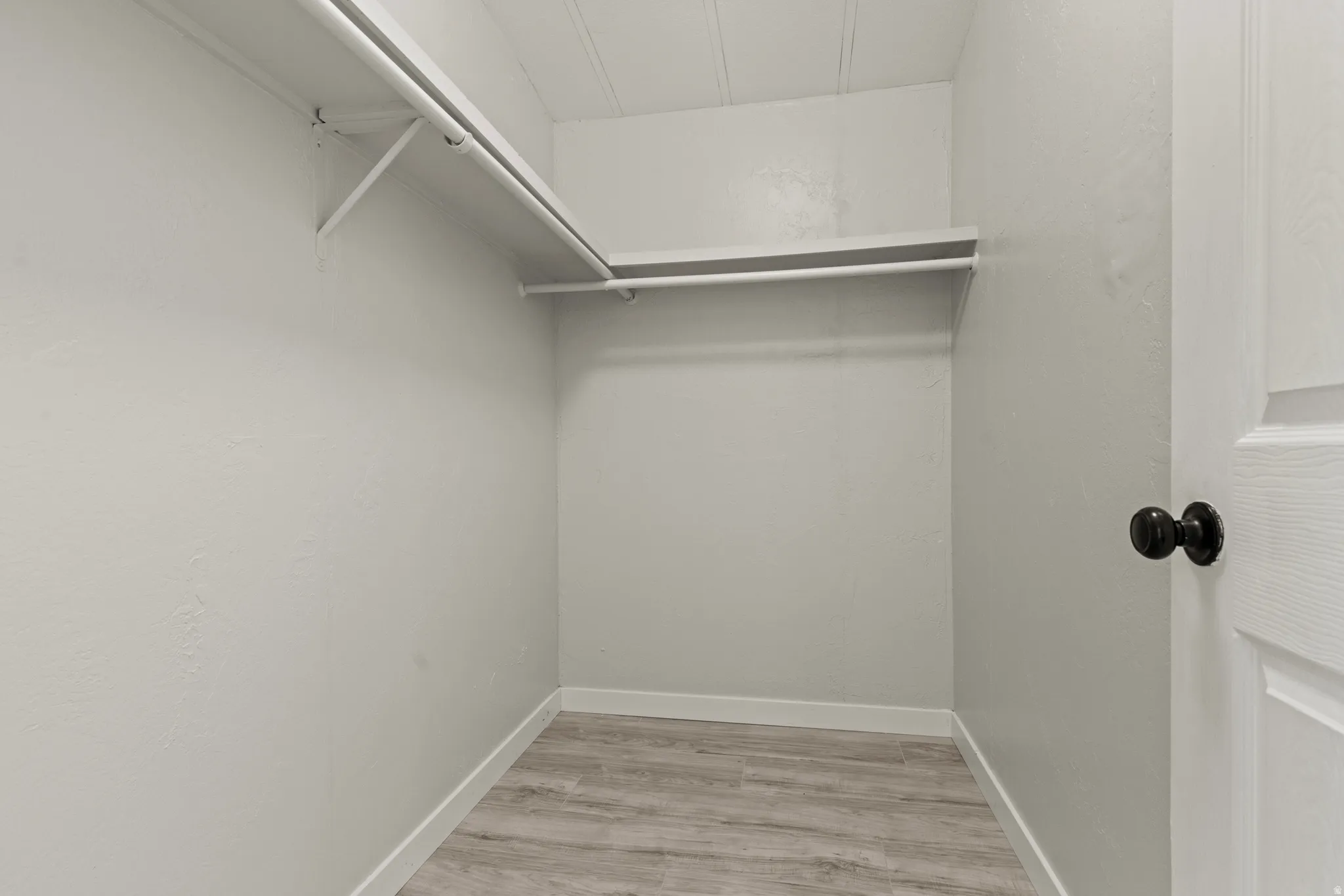 Walk in closet featuring light wood-type flooring