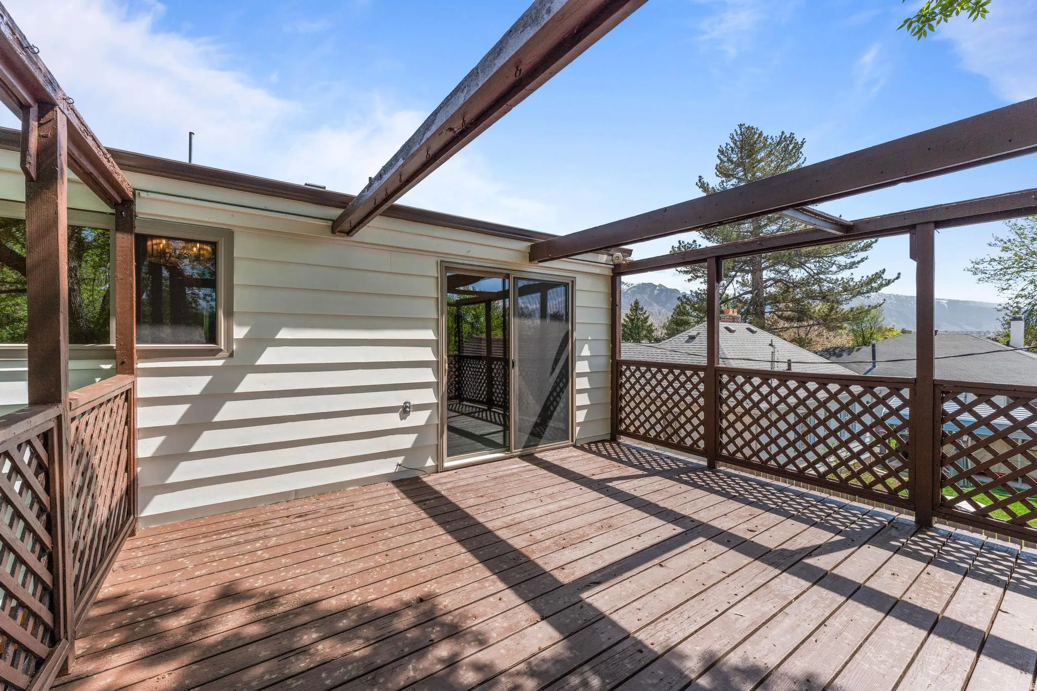 Deck with a mountain view