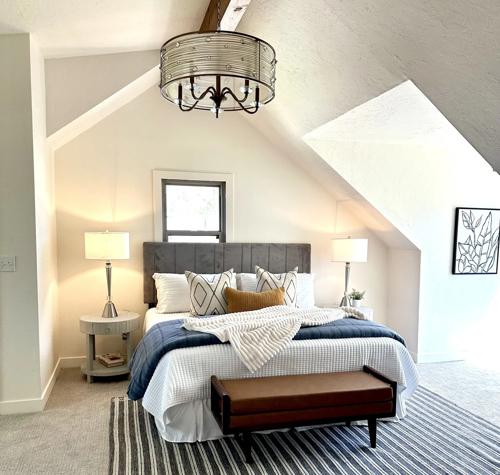 Bedroom with carpet floors and baseboards